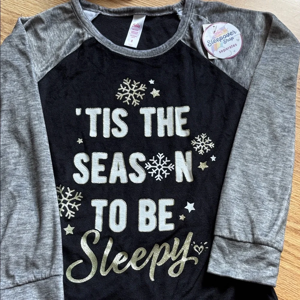 JUSTICE kids 2pc pajama set  TIS THE SEASON TO BE SLEEPY NWT